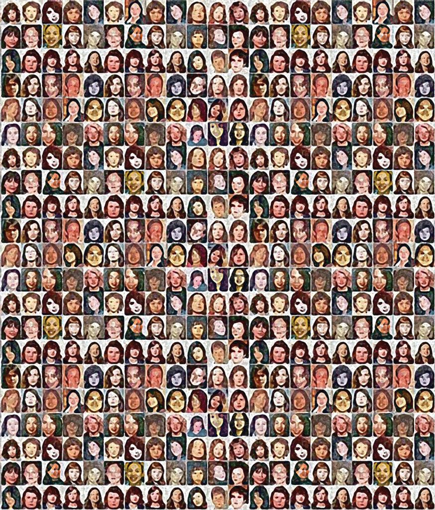 A collage of many faces of missing and murdered people