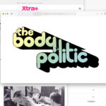 A collage of screenshots of queer-centric publications like the Body Politic and Xtra magazine.