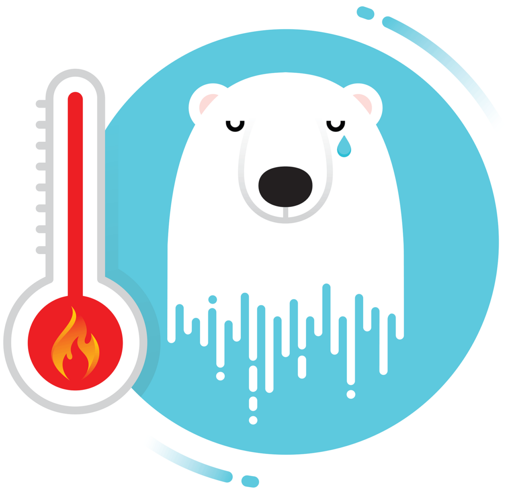 An illustration of a polar bear crying 