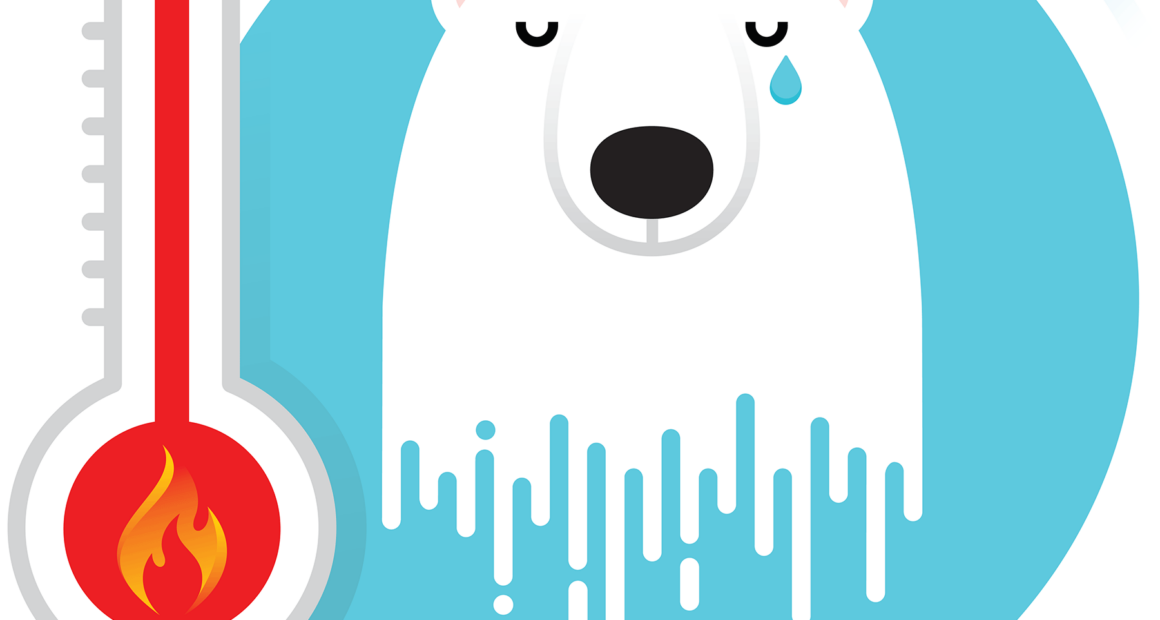 An illustration of a polar bear crying