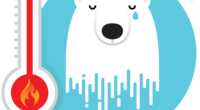 An illustration of a polar bear crying