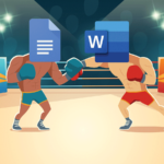 An illustration of Microsoft Word a Google Doc in a boxing ring.
