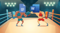 An illustration of Microsoft Word a Google Doc in a boxing ring.