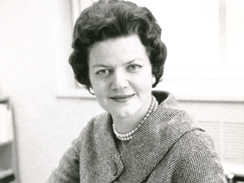 A black-and-white photo of Doris Anderson while she was editor of Chatelaine