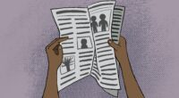 An Illustration of a person’s hand holding a newspaper, flipping through the pages.