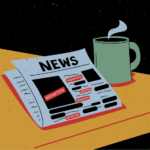 A newspaper with the word “Redacted” blocking out most of the letters.