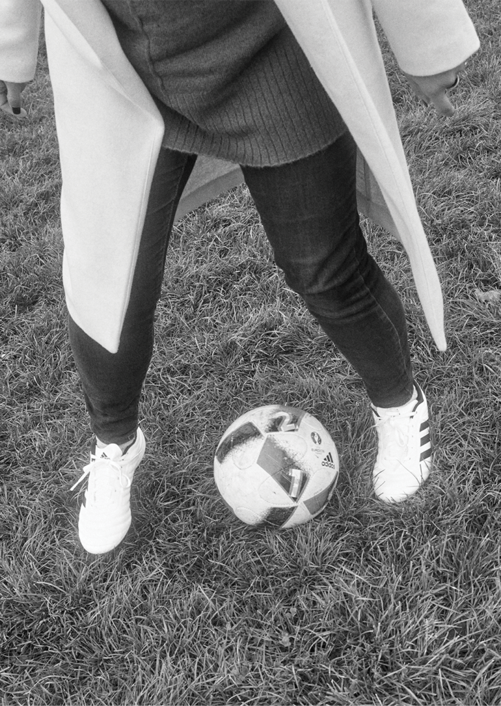 Shireen Ahmed plays with a soccer ball between her feet