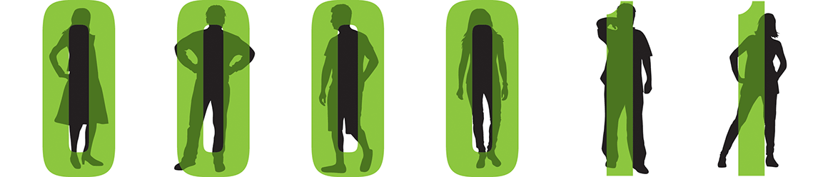 Numbers 0, 1 are shown in green with outlines of people in shadows behind them.
