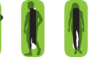 Numbers 0, 1 are shown in green with outlines of people in shadows behind them.