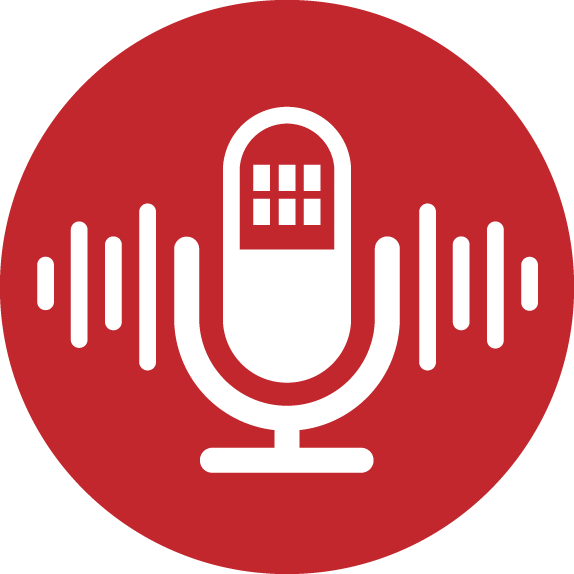 Microphone icon in white and red
