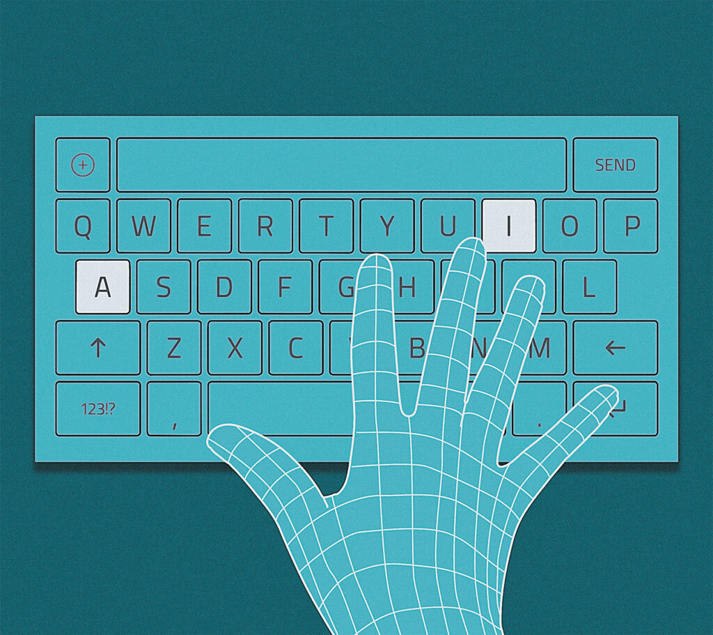 Keyboard with hands typing